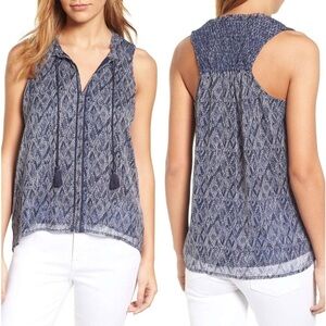 (BN49) Lucky Brand Scarf Print Tank Top, Size Small